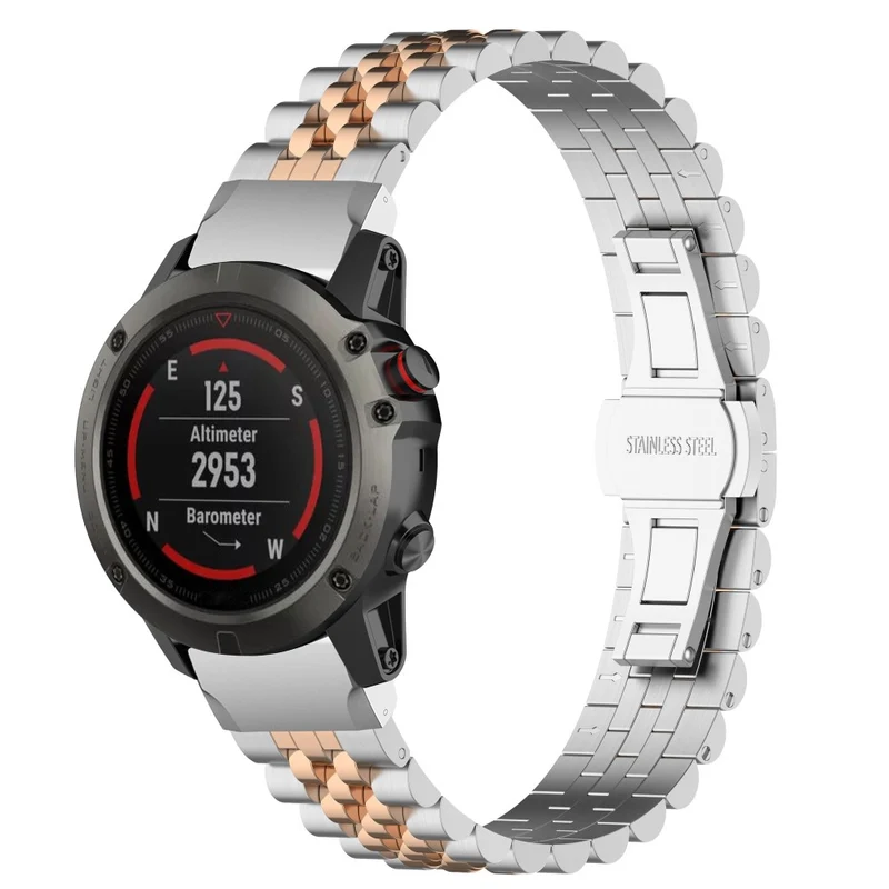 Garmin Fenix 7X / 6X / 6X Pro / 5X / 5X Plus stainless steel strap with tool - Silver / Black