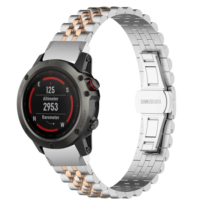 Garmin Fenix 7X / 6X / 6X Pro / 5X / 5X Plus stainless steel strap with tool - Silver / Black