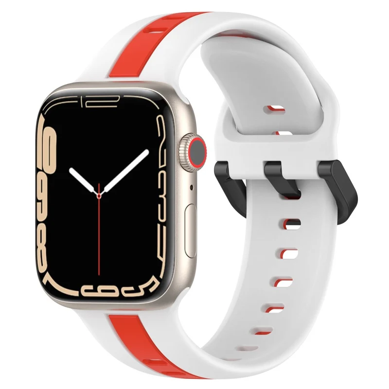 Dual color silicone strap for Apple Watch Series 8 (45mm) / Watch Ultra - Black / White