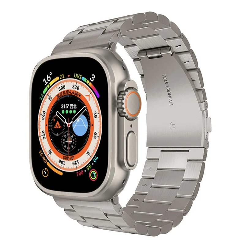 Apple Watch Series 8 (45mm) / Watch Ultra three bead stainless steel strap