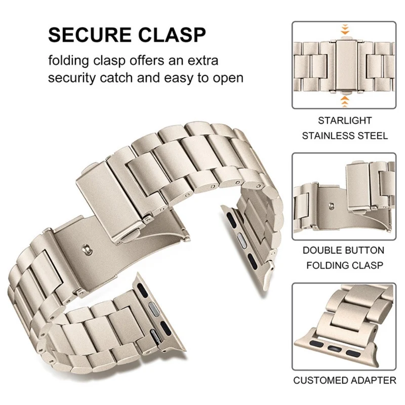 Apple Watch Series 8 (45mm) / Watch Ultra three bead stainless steel strap