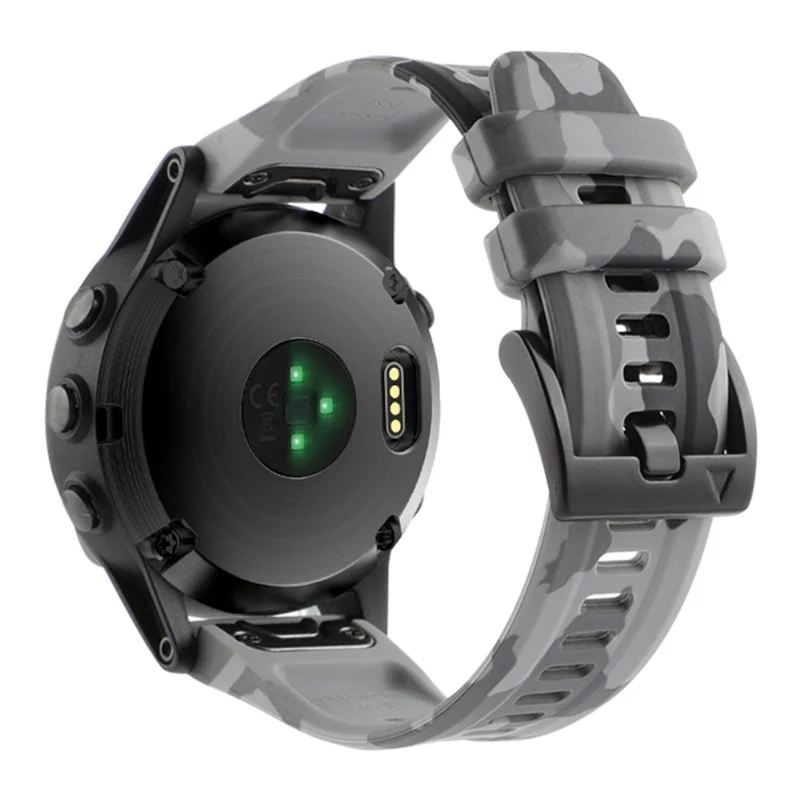 Silicone Camouflage Pattern Watch Band for Garmin Fenix 7/6 - Camouflage Grey