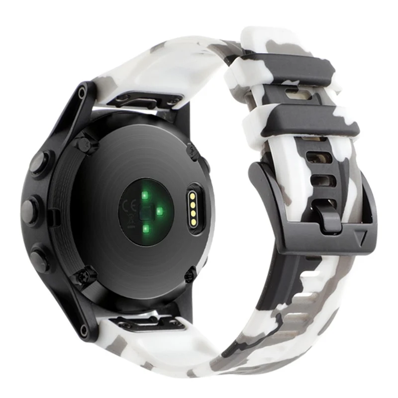 Silicone Camouflage Pattern Watch Band for Garmin Fenix 7/6 - Camouflage Grey