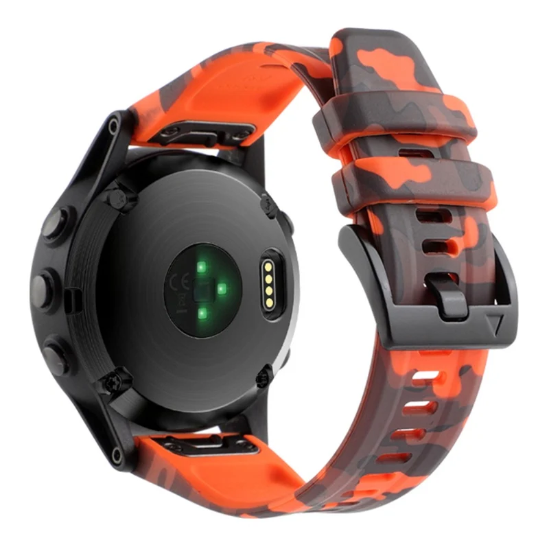 Silicone Camouflage Pattern Watch Band for Garmin Fenix 7/6 - Camouflage Grey