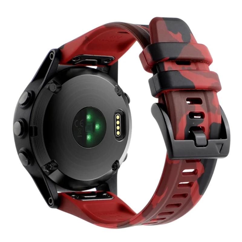 Silicone Camouflage Pattern Watch Band for Garmin Fenix 7/6 - Camouflage Grey