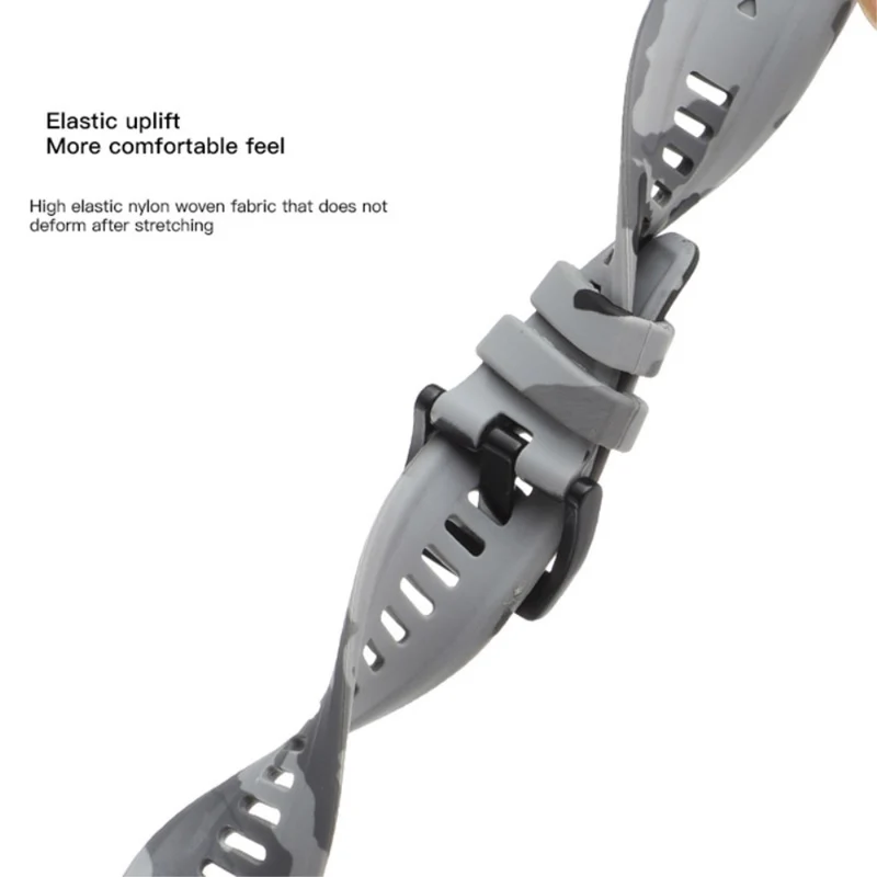 Silicone Camouflage Pattern Watch Band for Garmin Fenix 7/6 - Camouflage Grey