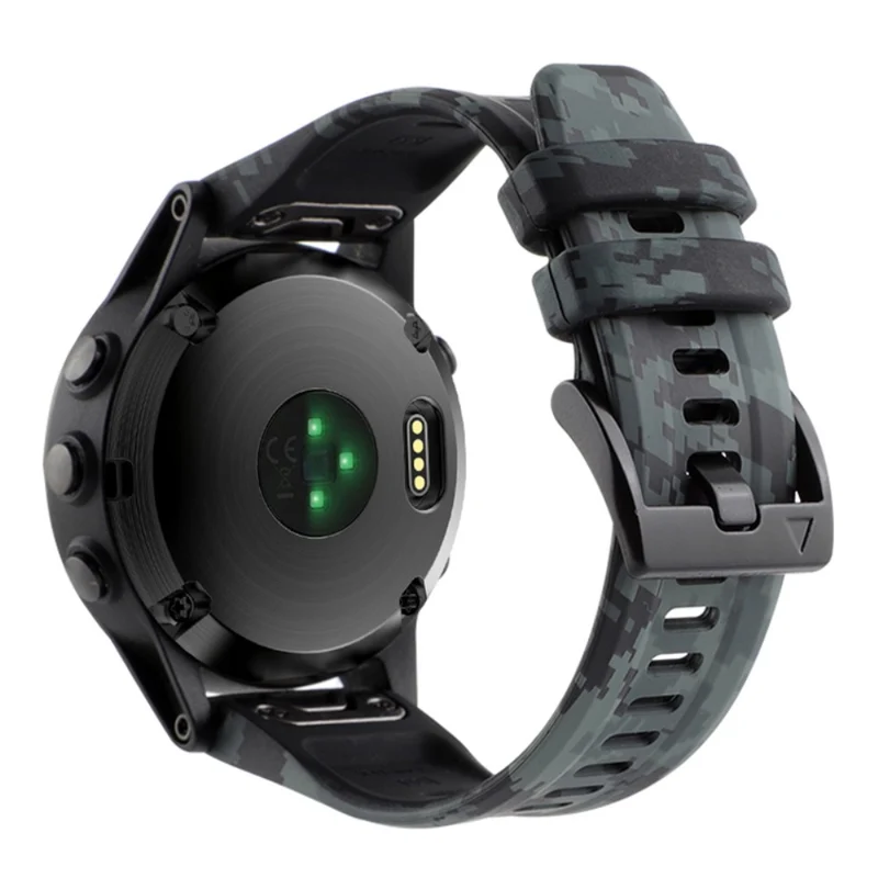 Camouflage Grey Silicone Watch Band for Garmin Fenix 7X/6X Quick Release Strap