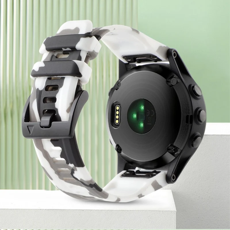 Camouflage Grey Silicone Watch Band for Garmin Fenix 7X/6X Quick Release Strap