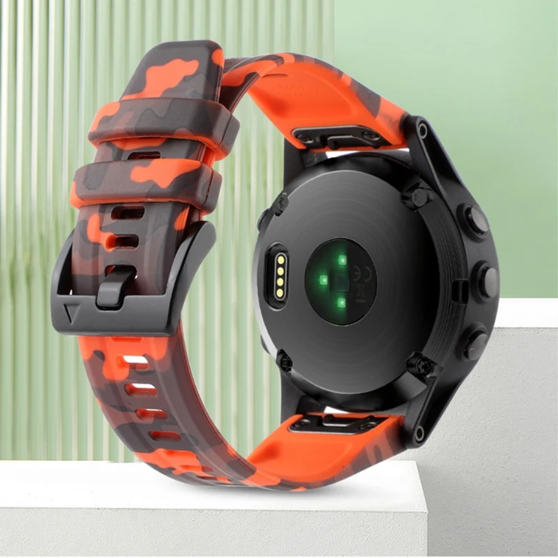 Camouflage Grey Silicone Watch Band for Garmin Fenix 7X/6X Quick Release Strap