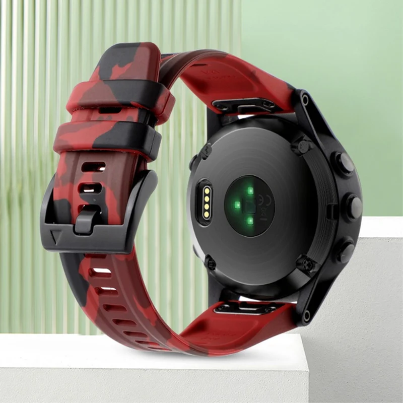 Camouflage Grey Silicone Watch Band for Garmin Fenix 7X/6X Quick Release Strap