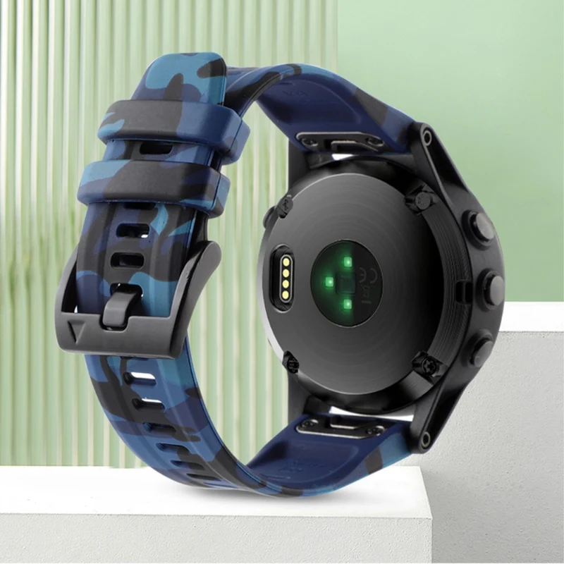 Camouflage Grey Silicone Watch Band for Garmin Fenix 7X/6X Quick Release Strap