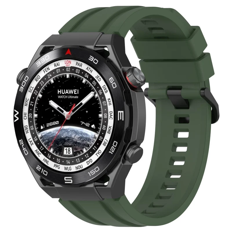Watch Band for Huawei Watch Ultimate / Watch 3 / Watch 3 Pro Silicone Replacement Band with Extension Strap - Dark Green
