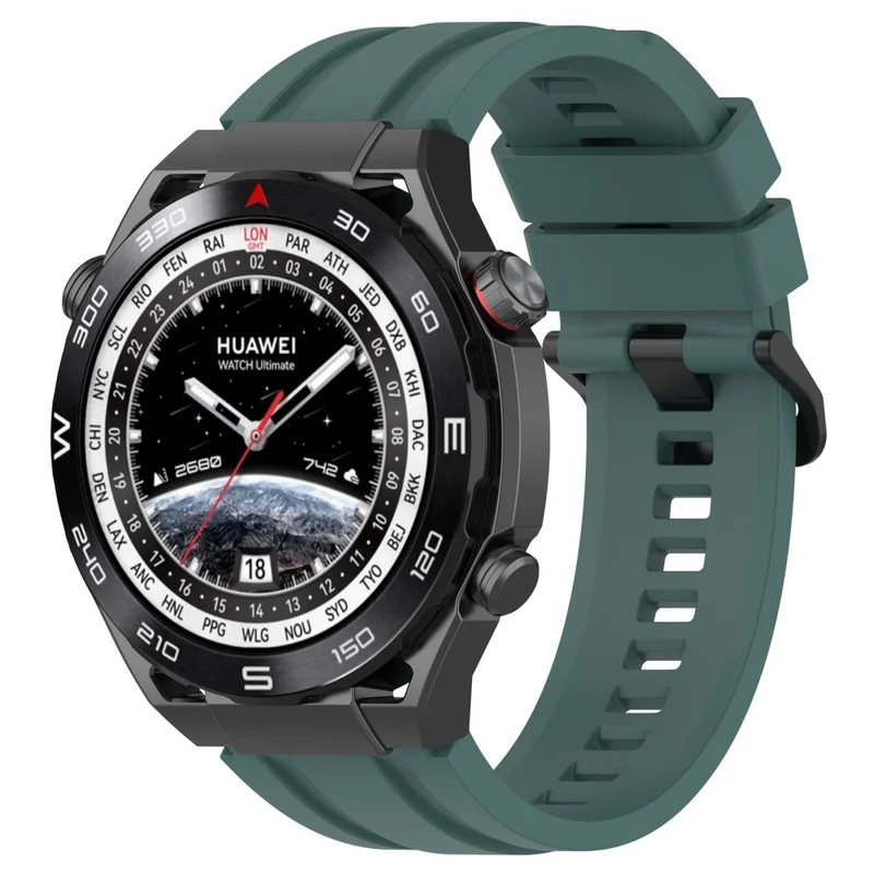 Watch Band for Huawei Watch Ultimate / Watch 3 / Watch 3 Pro Silicone Replacement Band with Extension Strap - Dark Green