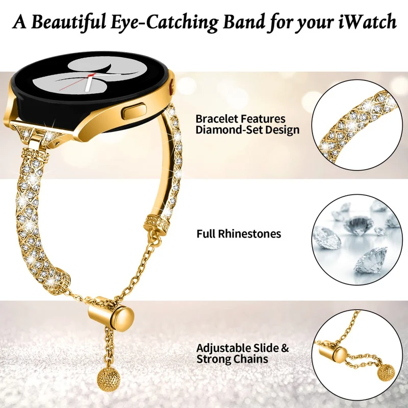 Glamorous Rhinestone Jewelry Watch Strap for Samsung Galaxy Watch Active and Active2