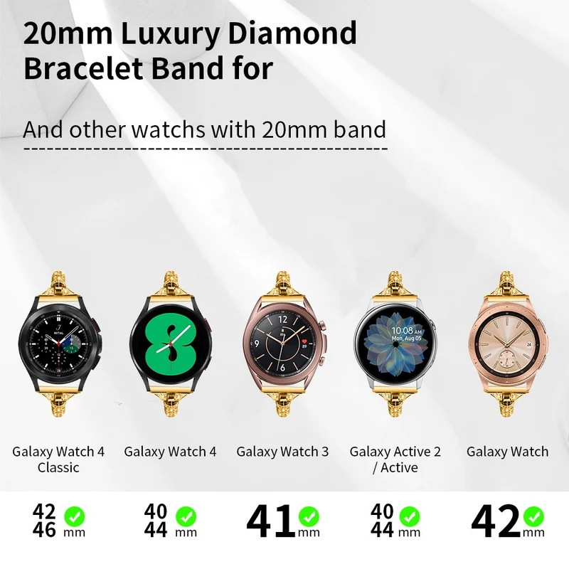 Glamorous Rhinestone Jewelry Watch Strap for Samsung Galaxy Watch Active and Active2