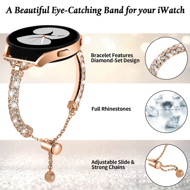 Glamorous Rhinestone Jewelry Watch Strap for Samsung Galaxy Watch Active and Active2