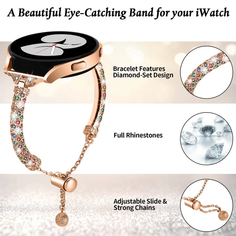 Glamorous Rhinestone Jewelry Watch Strap for Samsung Galaxy Watch Active and Active2