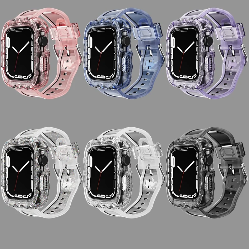 Soft TPU Wristbands with Case - Apple Watch Series 1-9 (42mm-45mm)
