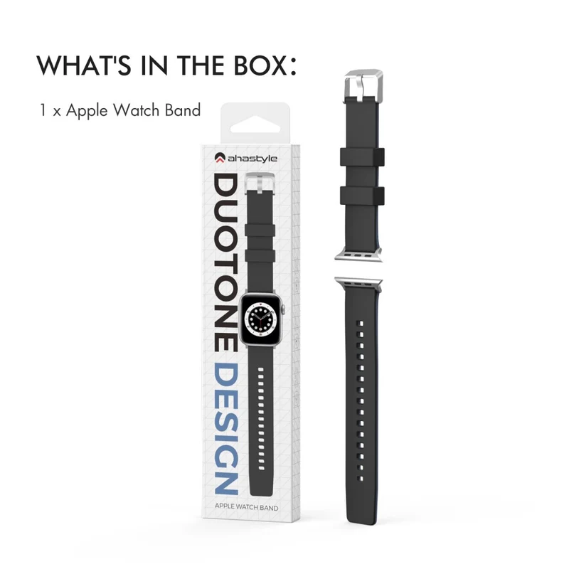 AHASTYLE WA11 Apple Watch Series 8 (45mm) / Watch Ultra contrast colors silicone strap - Black / Sapphire