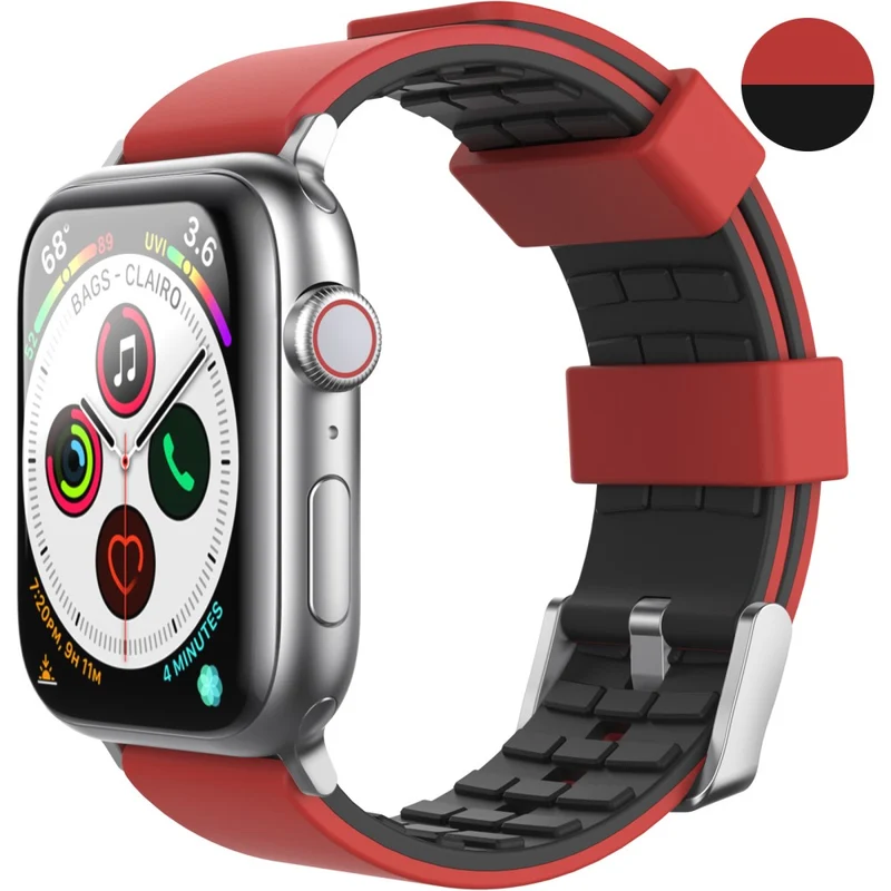 AHASTYLE WA11 Apple Watch Series 8 (45mm) / Watch Ultra contrast colors silicone strap - Black / Sapphire