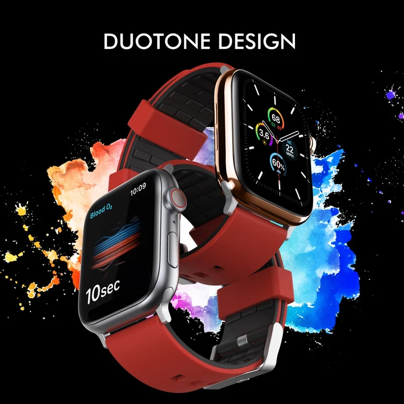 AHASTYLE WA11 Apple Watch Series 8 (45mm) / Watch Ultra contrast colors silicone strap - Black / Sapphire