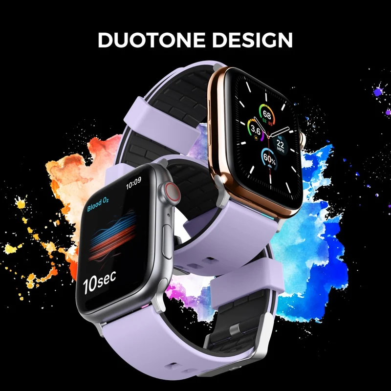 AHASTYLE WA11 Apple Watch Series 8 (45mm) / Watch Ultra contrast colors silicone strap - Black / Sapphire