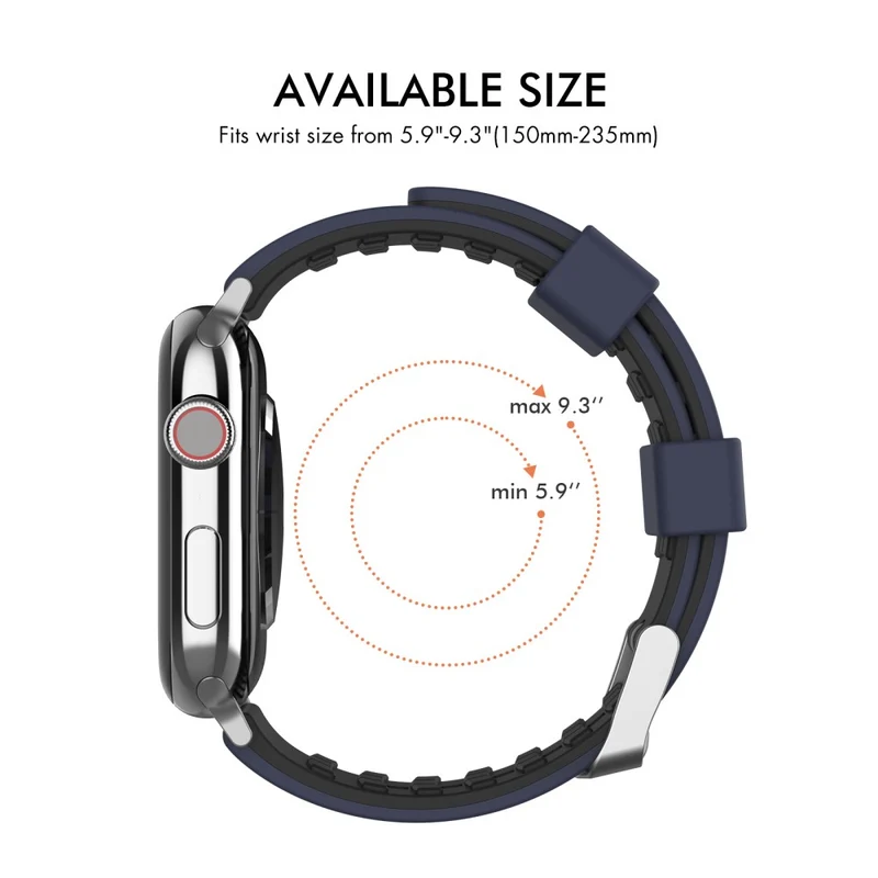 AHASTYLE WA11 Apple Watch Series 8 (45mm) / Watch Ultra contrast colors silicone strap - Black / Sapphire
