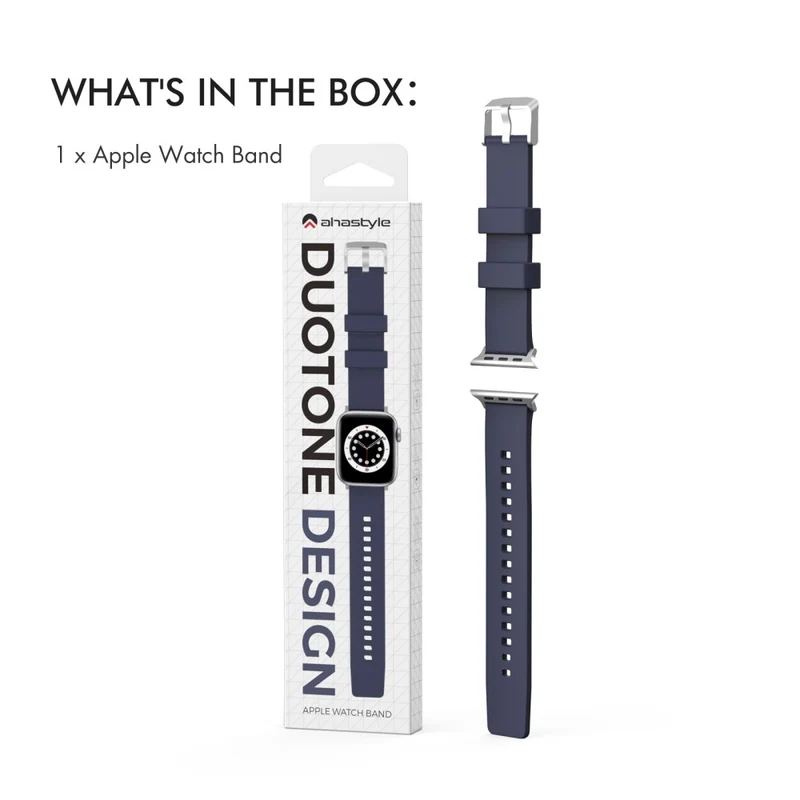 AHASTYLE WA11 Apple Watch Series 8 (45mm) / Watch Ultra contrast colors silicone strap - Black / Sapphire