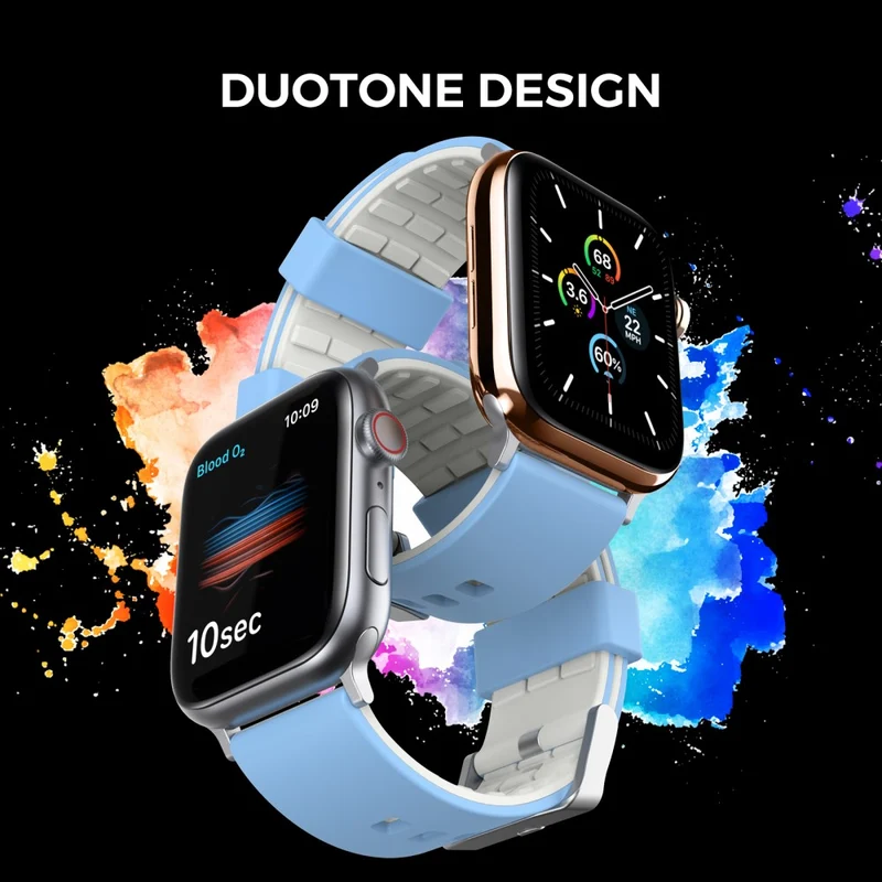 AHASTYLE WA11 Apple Watch Series 8 (45mm) / Watch Ultra contrast colors silicone strap - Black / Sapphire