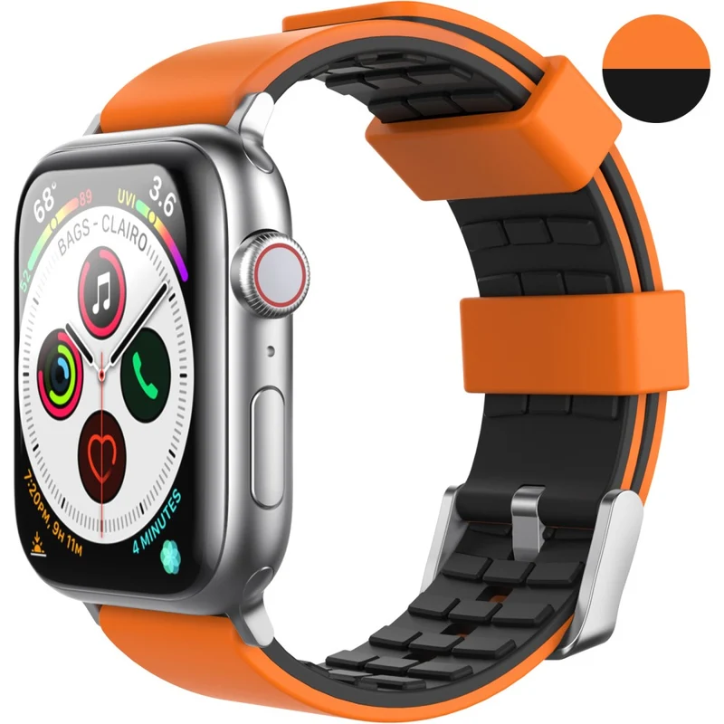AHASTYLE WA11 Apple Watch Series 8 (41mm) contrast colors silicone strap - Black / Orange
