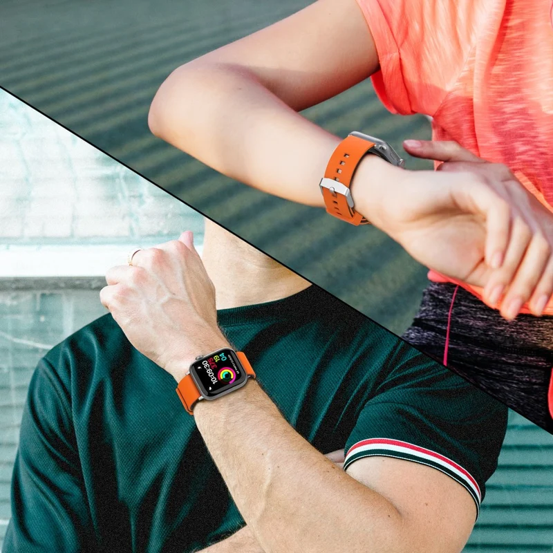 AHASTYLE WA11 Apple Watch Series 8 (41mm) contrast colors silicone strap - Black / Orange