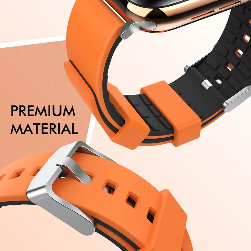 AHASTYLE WA11 Apple Watch Series 8 (41mm) contrast colors silicone strap - Black / Orange