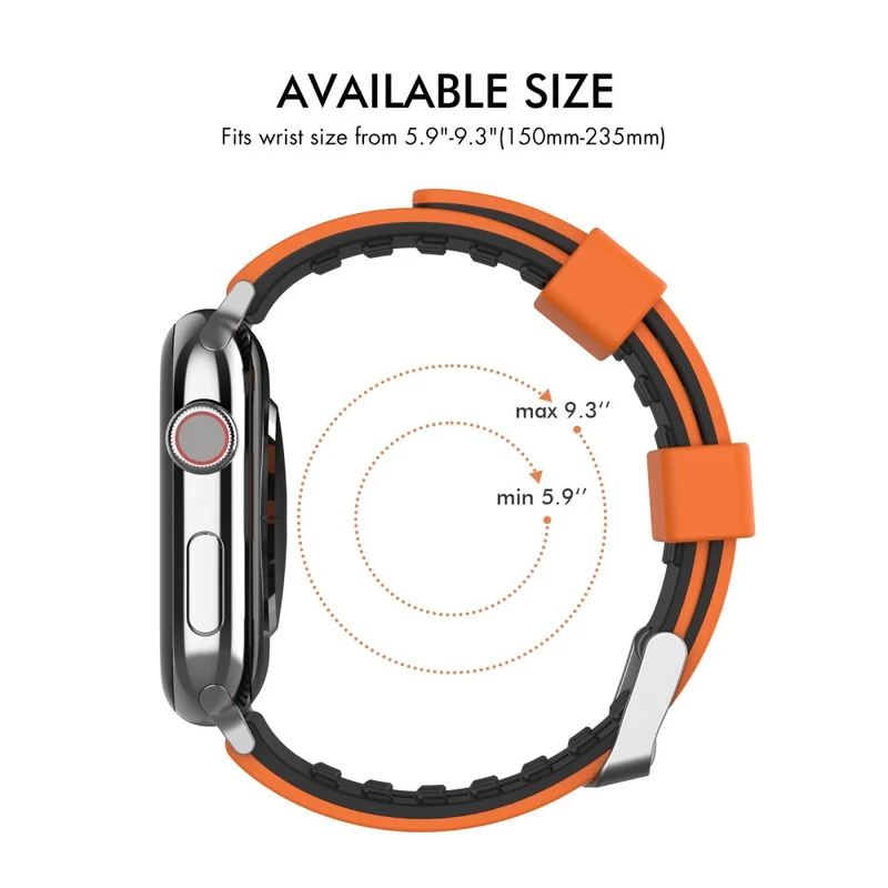 AHASTYLE WA11 Apple Watch Series 8 (41mm) contrast colors silicone strap - Black / Orange