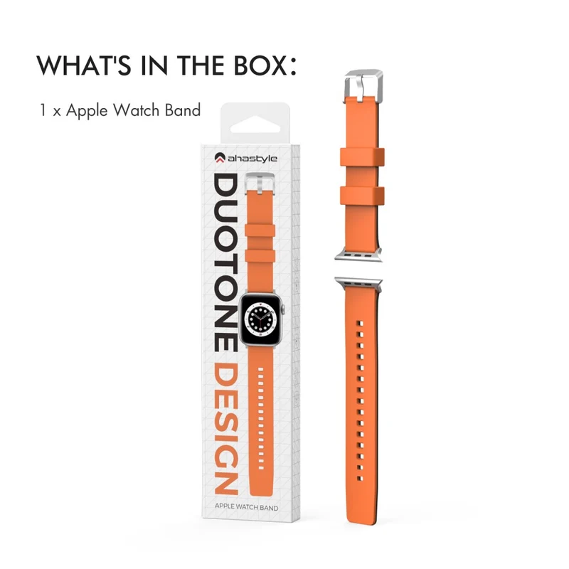 AHASTYLE WA11 Apple Watch Series 8 (41mm) contrast colors silicone strap - Black / Orange