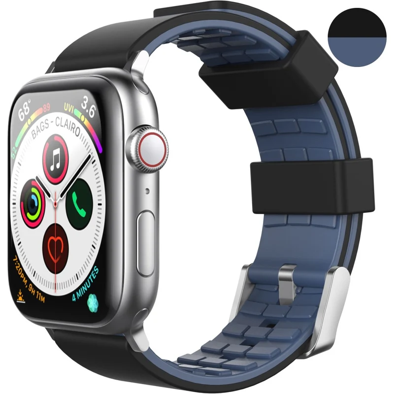AHASTYLE WA11 Apple Watch Series 8 (41mm) contrast colors silicone strap - Black / Orange