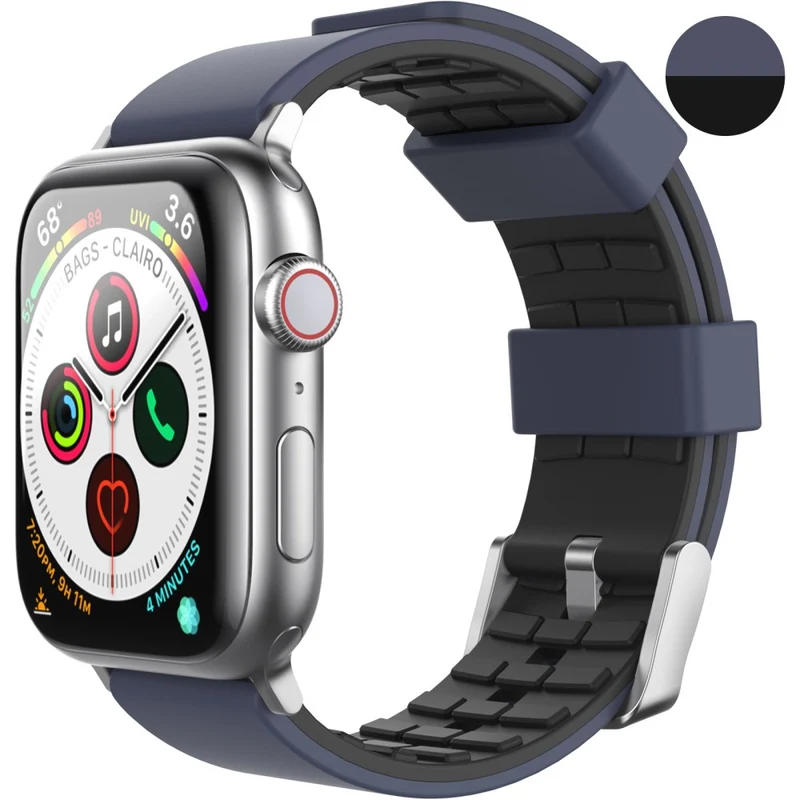 AHASTYLE WA11 Apple Watch Series 8 (41mm) contrast colors silicone strap - Black / Orange