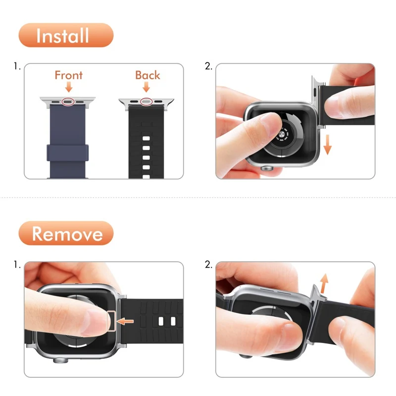 AHASTYLE WA11 Apple Watch Series 8 (41mm) contrast colors silicone strap - Black / Orange