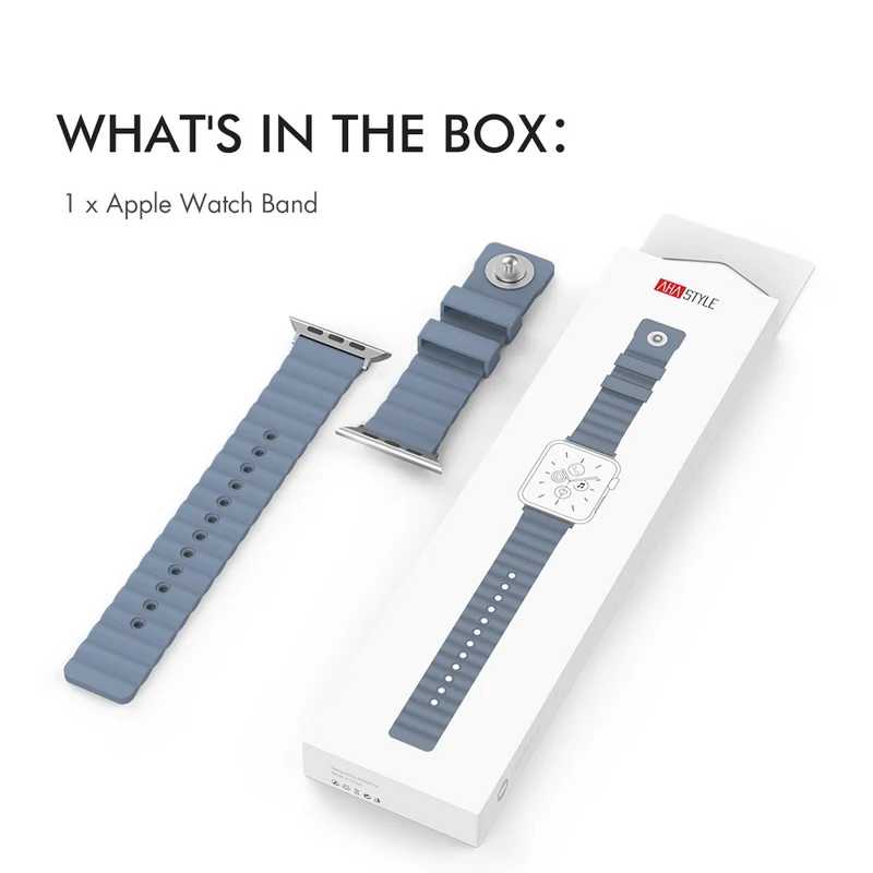 AHASTYLE WA02 Apple Watch Series 8 (45mm) / Watch Ultra silicone strap - Grey Blue