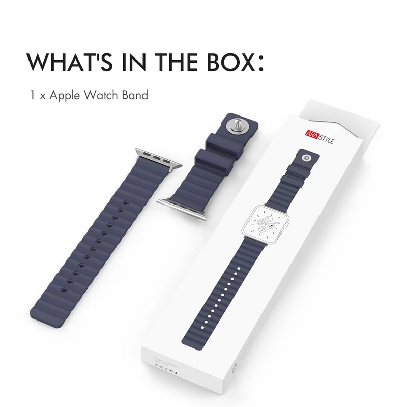 AHASTYLE WA02 Apple Watch Series 8 (45mm) / Watch Ultra silicone strap - Grey Blue