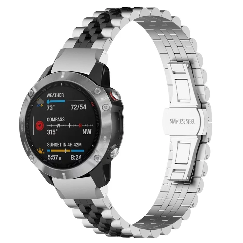 Garmin Fenix 7 / 7 Solar / Sapphire Solar / 6 stainless steel strap with tool - Silver / Black