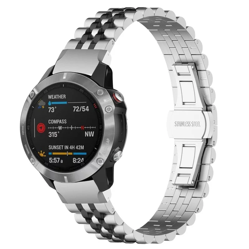 Garmin Fenix 7 / 7 Solar / Sapphire Solar / 6 stainless steel strap with tool - Silver / Black