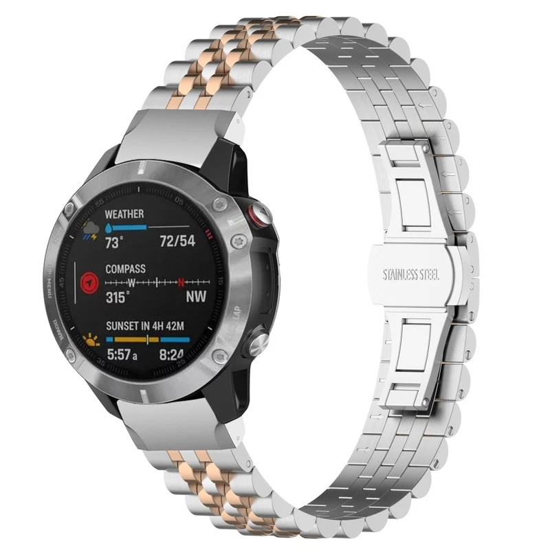 Garmin Fenix 7 / 7 Solar / Sapphire Solar / 6 stainless steel strap with tool - Silver / Black