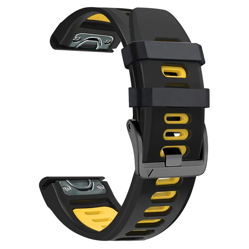 Smooth Silicone Dual-color Garmin Fenix X-series 26mm Watch Band - Orange+Black