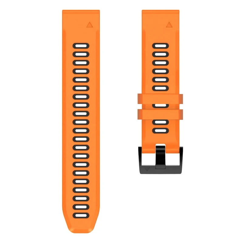 Smooth Silicone Dual-color Garmin Fenix X-series 26mm Watch Band - Orange+Black