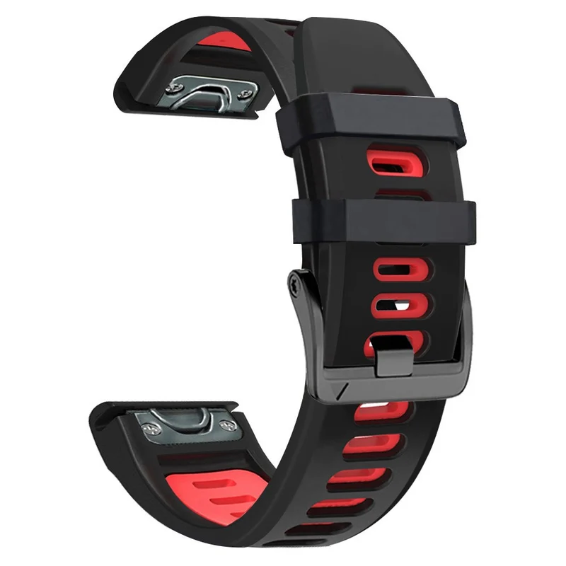 Smooth Silicone Dual-color Garmin Fenix X-series 26mm Watch Band - Orange+Black