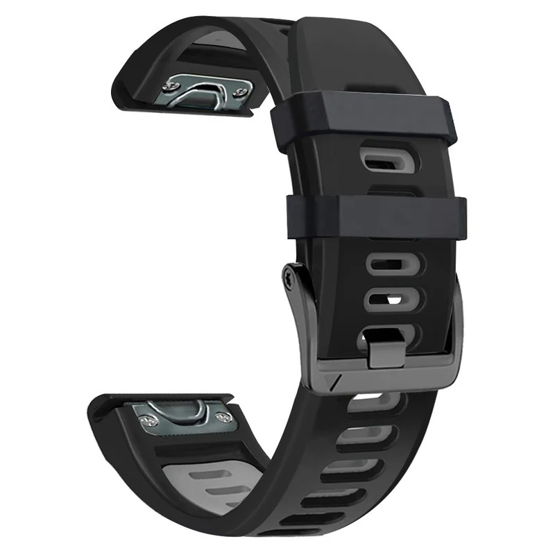 Smooth Silicone Dual-color Garmin Fenix X-series 26mm Watch Band - Orange+Black