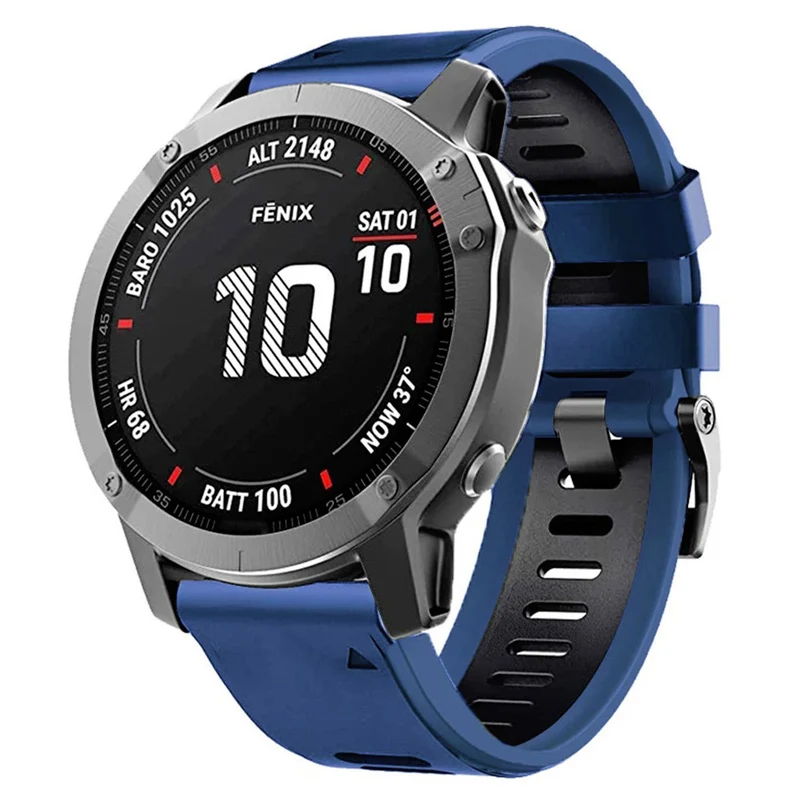 Smooth Silicone Dual-color Garmin Fenix X-series 26mm Watch Band - Orange+Black