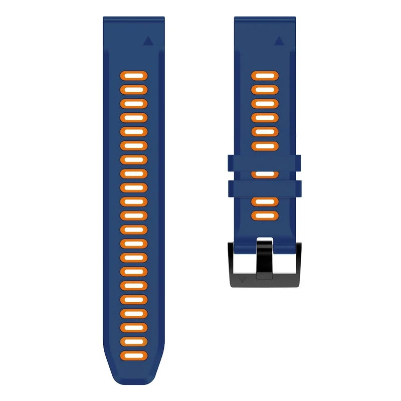 Smooth Silicone Dual-color Garmin Fenix X-series 26mm Watch Band - Orange+Black