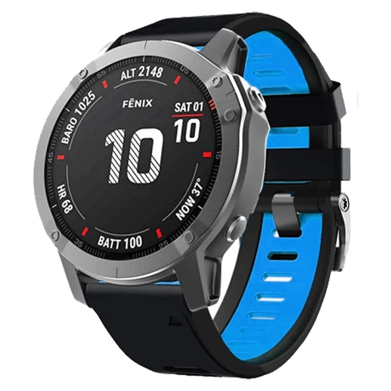 Smooth Silicone Dual-color Garmin Fenix X-series 26mm Watch Band - Orange+Black