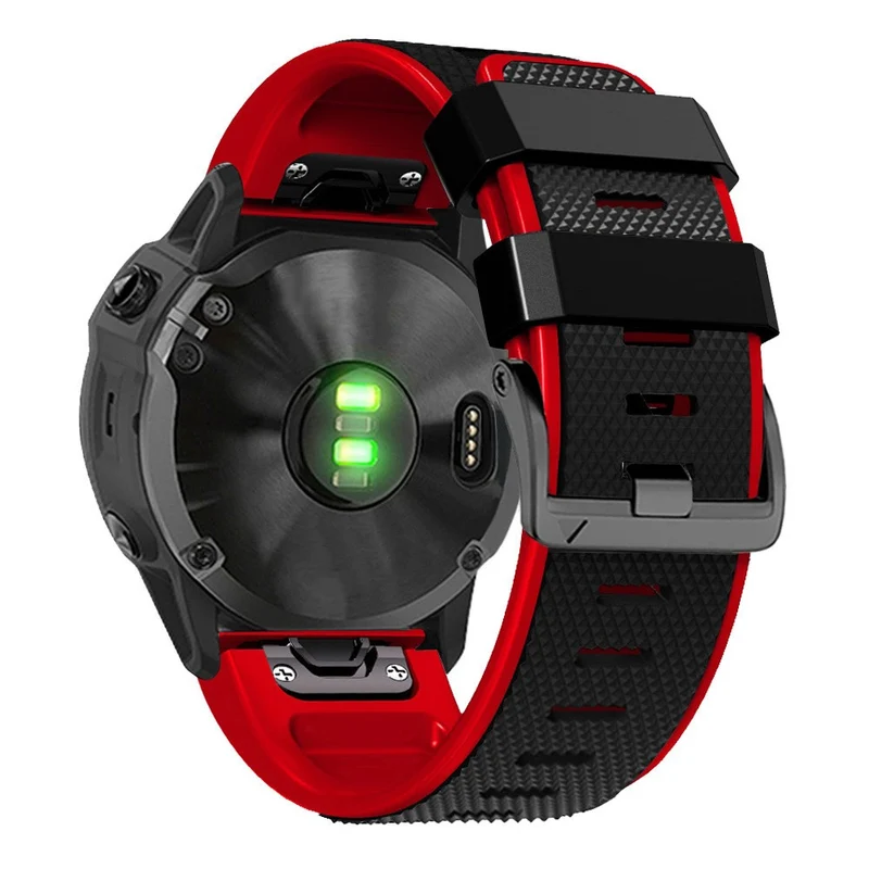 Diamond Texture Dual-Color Silicone Watch Band for Garmin Fenix X-series - Black+Red